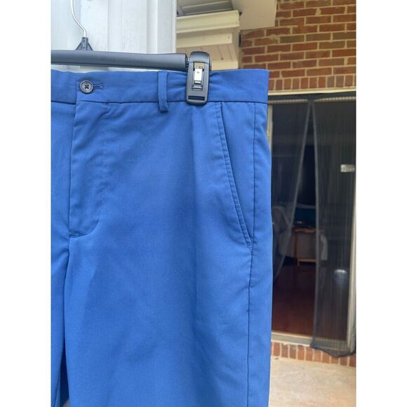 Greg Norman Men's Chino Shorts Size 32 Blue Solid Polyester Mid Rise Flat Front - Picture 3 of 11